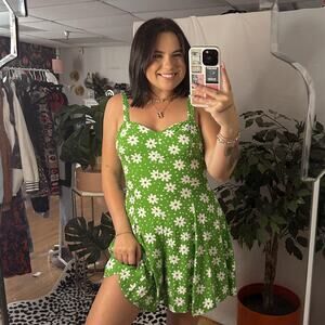 Vintage Foral Romper Kelley Green Size Medium